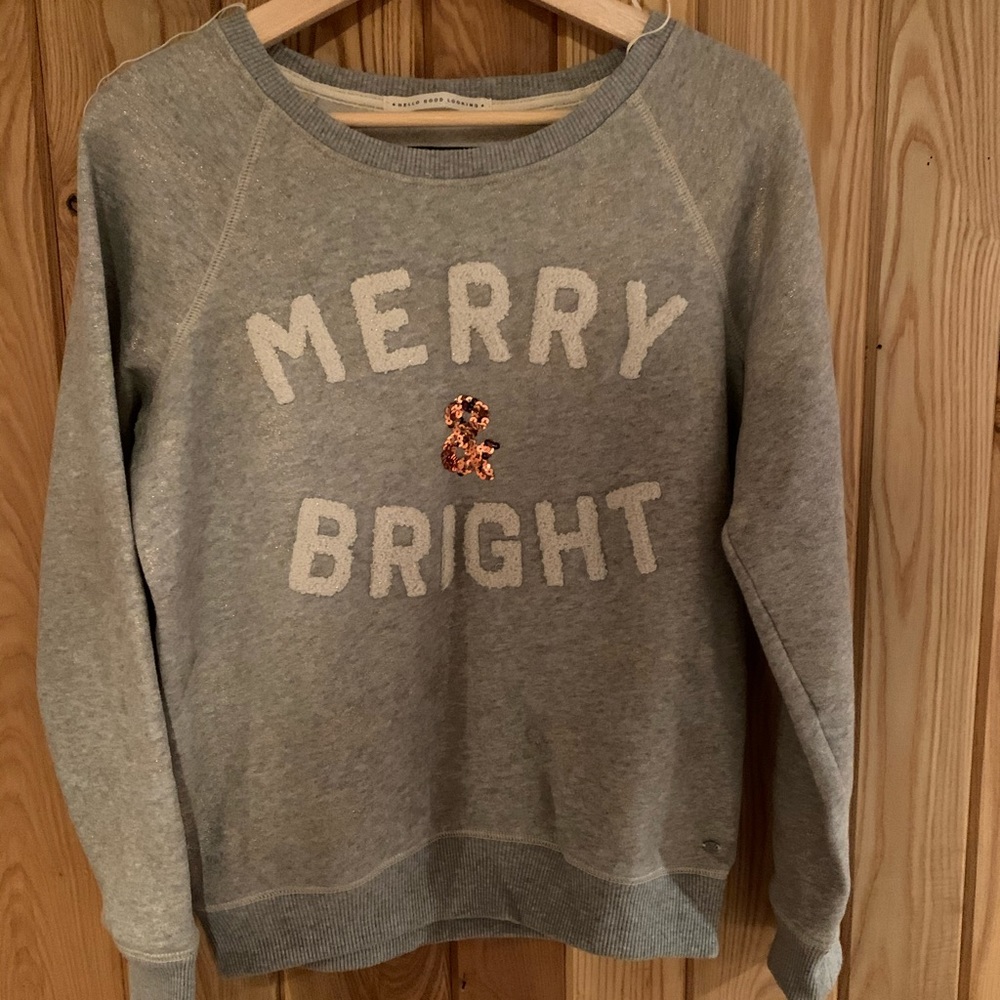 Holiday sweatshirt. Merry & bright.